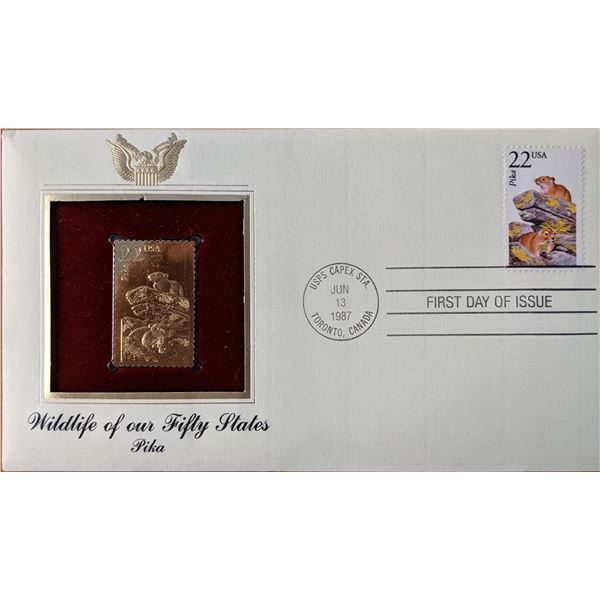 Wildlife of Our Fifty States Pika Gold Stamp Replica First Day Cover