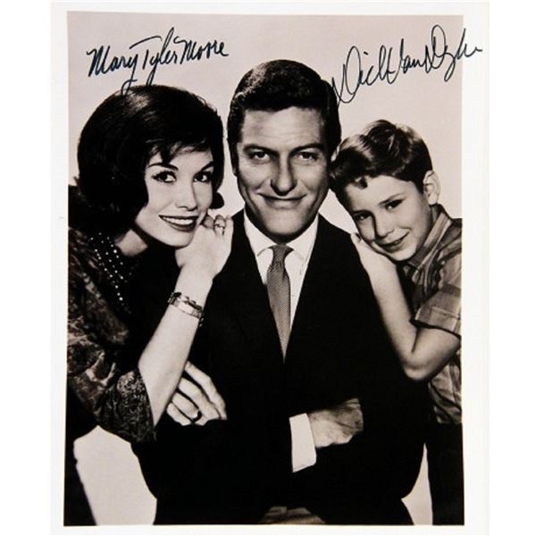 Dick Van Dyke and Mary Tyler Moore signed portrait photo