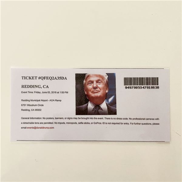 Donald Trump 2016 MAGA Rally Event Ticket California