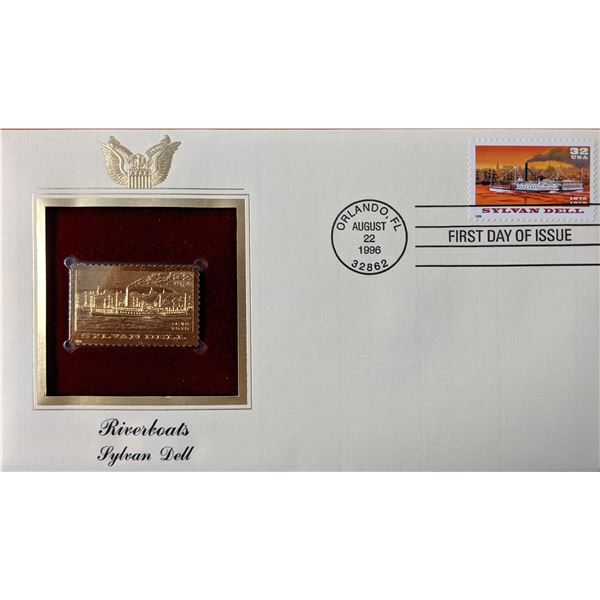Riverboats Sylvan Dell Gold Stamp Replica First Day Cover