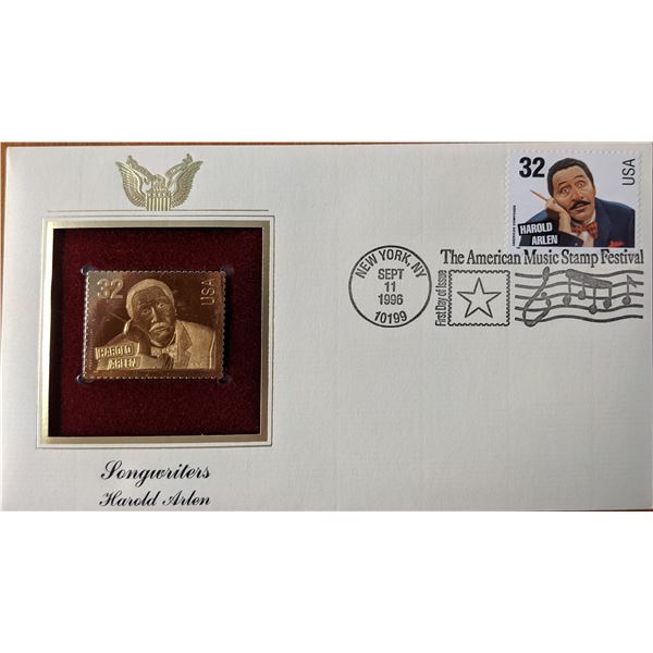 Songwriters Harold Arlen Gold Stamp Replica First Day Cover