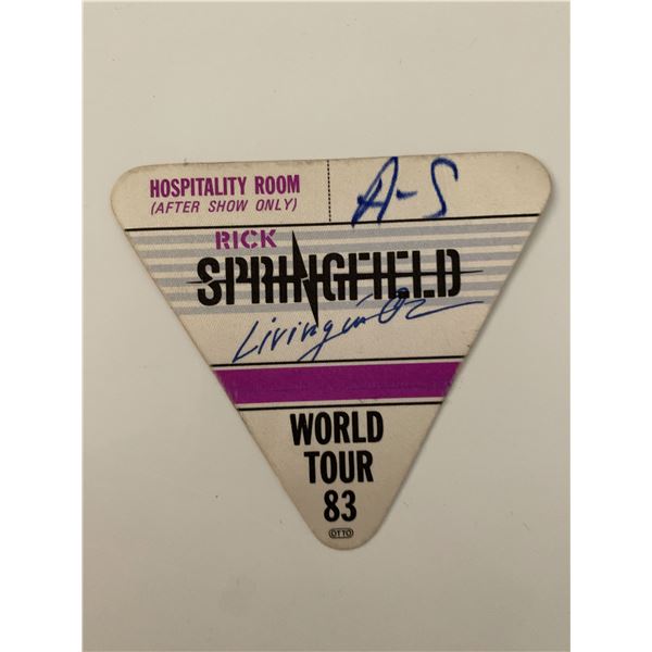 Rick Springfield Living in Oz World Tour '83 Backstage Pass