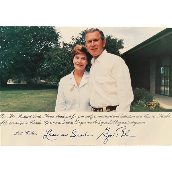 George W. and Laura Bush facsimile signed photo