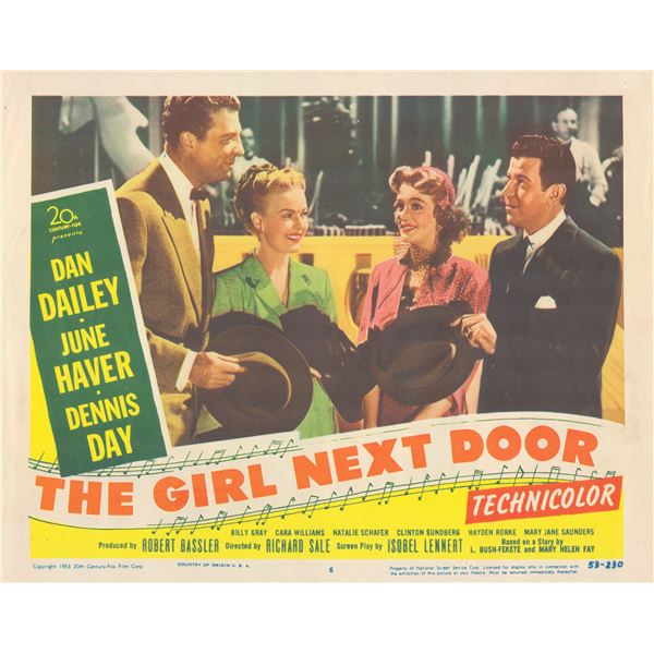 The Girl Next Door  1953 original vintage lobby card
