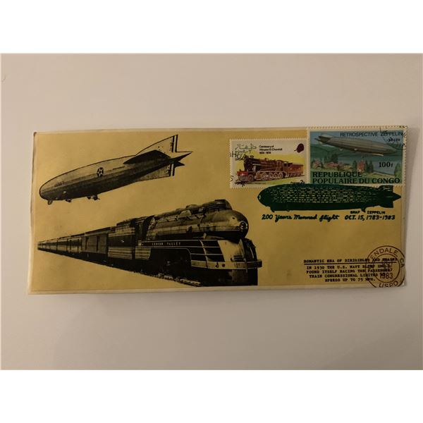 Romantic Era of Dirigibles and Trains - First Day Cover - ZMC-2 U.S. Navy Blimp & Passenger Train Co