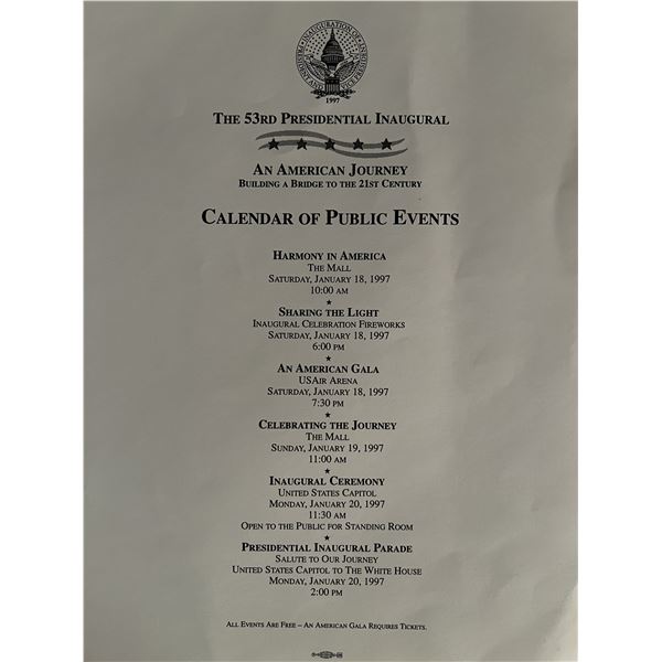 1997 Inaugural Calendar of Events