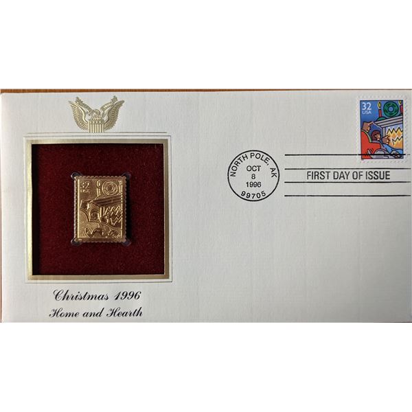 Christmas 1996 Home and Hearth Gold Stamp Replica First Day Cover