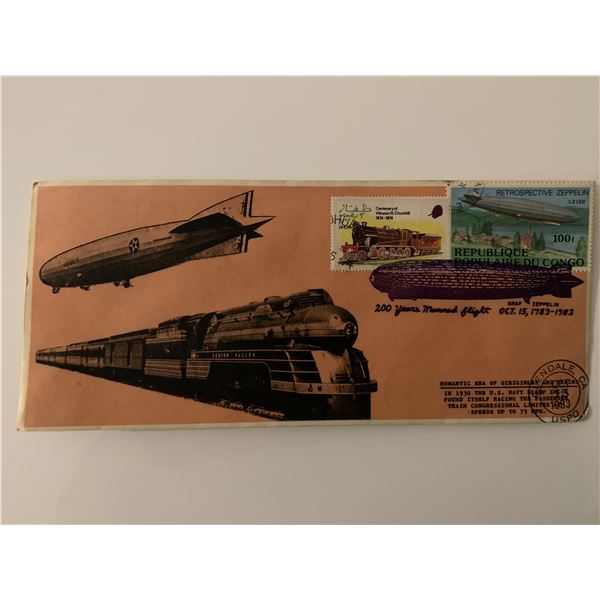 Romantic Era of Dirigibles and Trains - First Day Cover - ZMC-2 U.S. Navy Blimp & Passenger Train Co