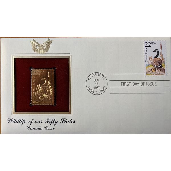 Wildlife of Our Fifty States Canada Goose Gold Stamp Replica First Day Cover