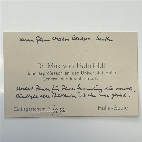 Max von Bahrfeldt signed card