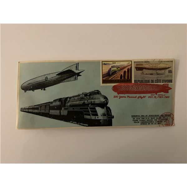 Romantic Era of Dirigibles and Trains - First Day Cover - ZMC-2 U.S. Navy Blimp & Passenger Train Co