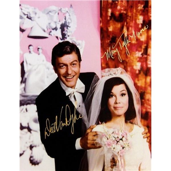 Dick Van Dyke and Mary Tyler Moore signed portrait photo