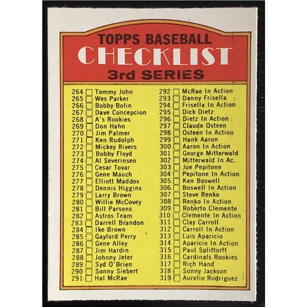 1972 O-PEE-CHEE 3rd SERIES CHECKLIST