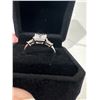 Image 2 : Sterling silver 2CT simulated diamond Princess cut Trinity ring with pear side stones size 8 mounted