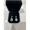 Image 1 : Platinum plated 6CT each simulated diamond pearcut dangle earrings