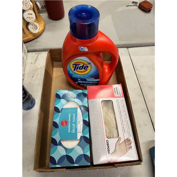 Tide, tissues and gloves