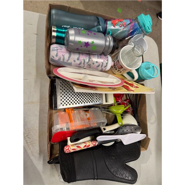 Misc, water bottles, and kitchen items