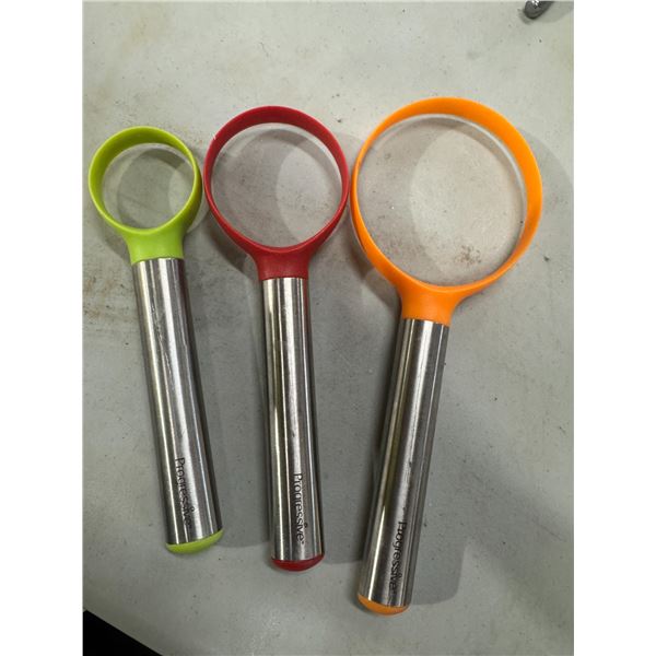 Sturdy PROGRESSIVE International Fruit Scoops (GUC) 8-1/2", 7-1/2", 6-3/4"