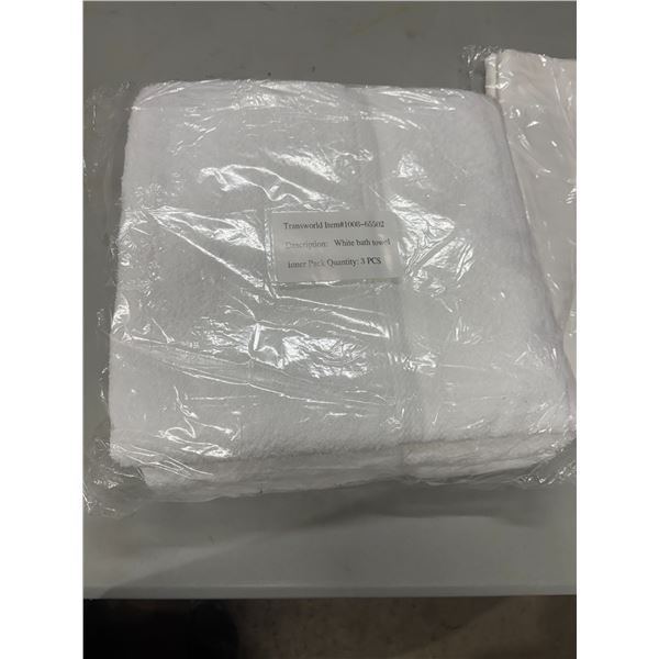 3 white bath towels