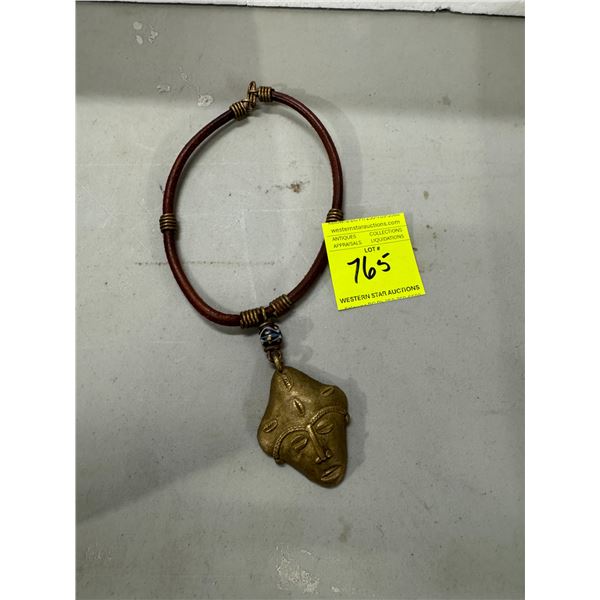 Tribal mask necklace, African Ashanti