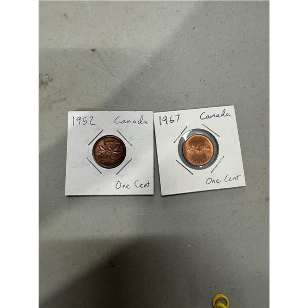 1967, 1952 one cent