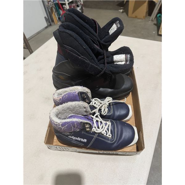 boots size 10.5 and cross country ski boots size 36