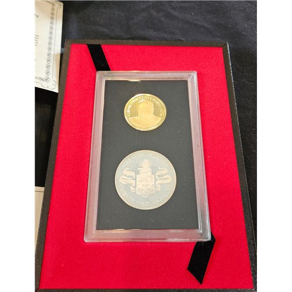 1974 Cayman Islands Churchill $25 & $100 coins