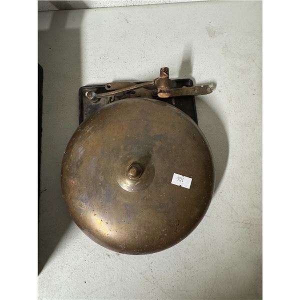 Vintage 8 inch large round brass School? BELL very loud.