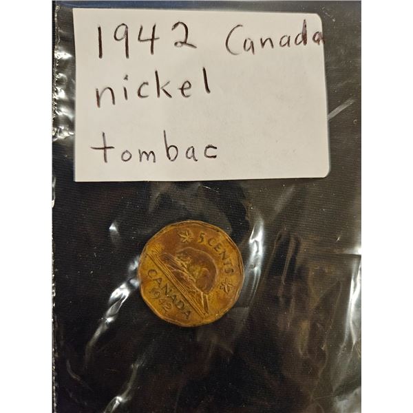 1942 canada nickel tombac