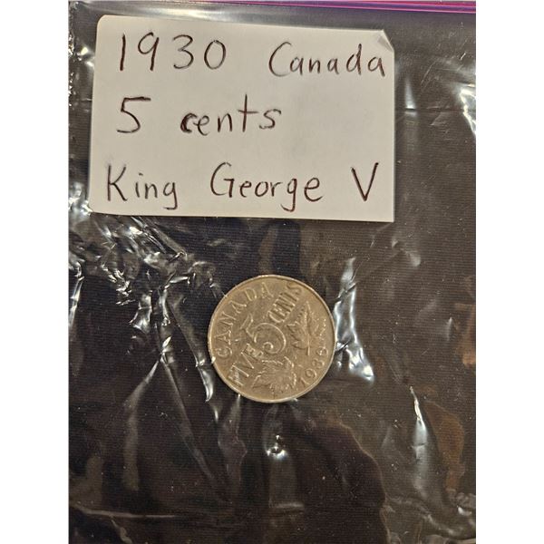 1930 canada 5 cents King George V