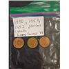 Image 2 : 1950, 1951, 1952 Canada Pennies- King George VI