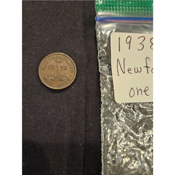 1938 Newfoundland one cent coin
