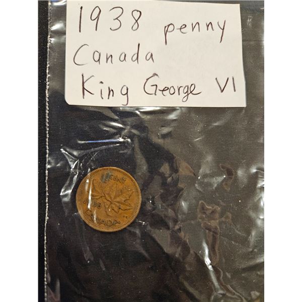 1938 canada penny- King George VI