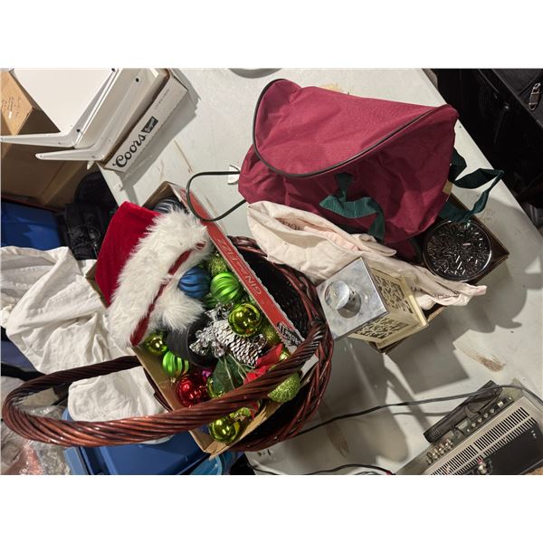Basket, Christmas, decorations, and other items