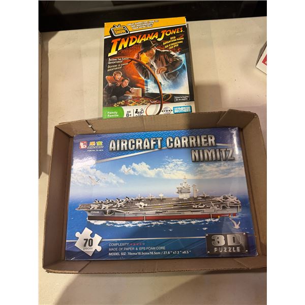Indiana Jones, DVD adventure, game and aircraft carrier model