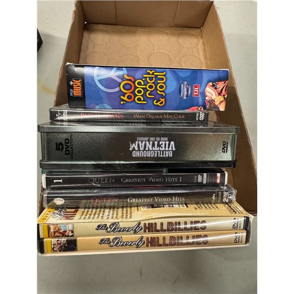 Queen, greatest video hits, DVDs, Beverly hillbillies, and other DVDs