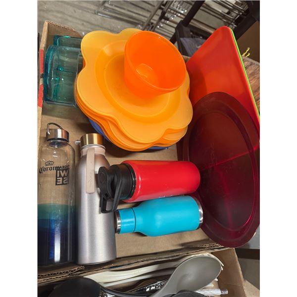 Water bottles, and pool plates