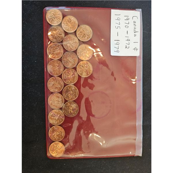 1970-1972 & 1975-1979 Canadian pennies