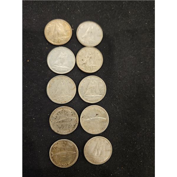10x Canada silver 10cent coin