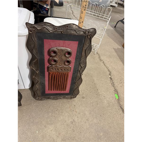 Framed African wood comb