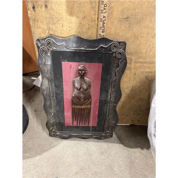 Framed African ceremonial comb