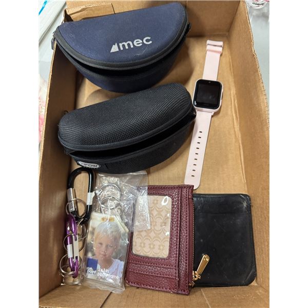 Glass cases, clips, wallets, and watch