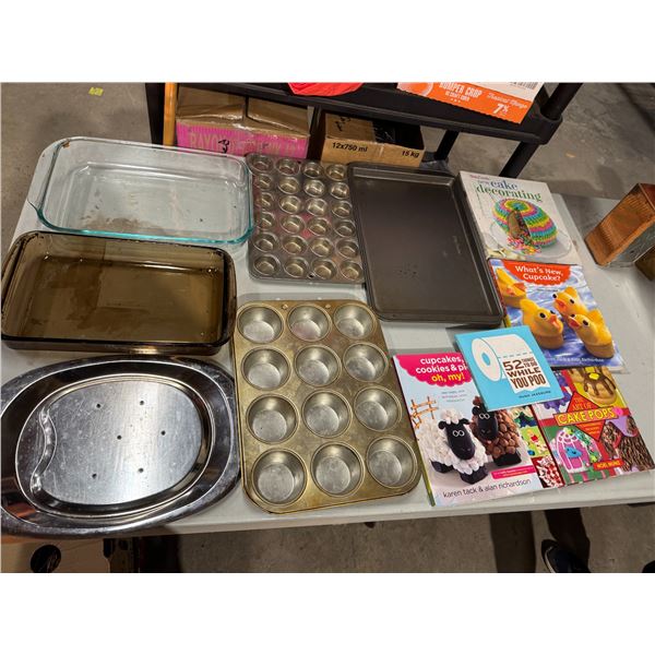 Baking pans and cookbooks