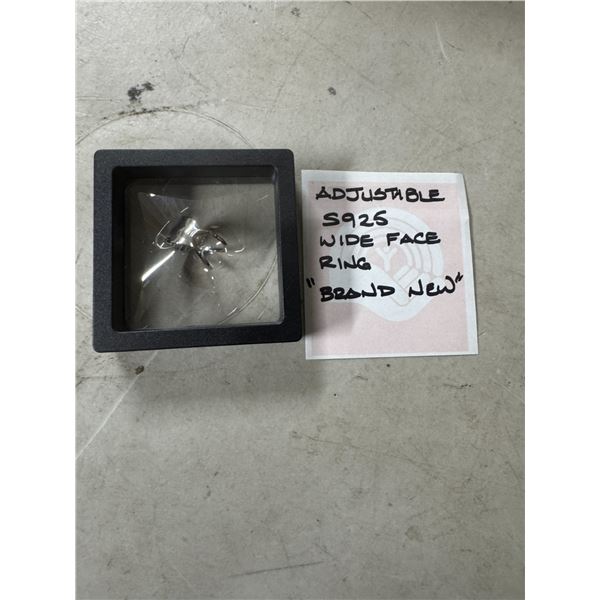 Adjustable S 925 wide face ring brand new