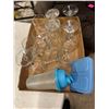Image 1 : Assorted glasses, tupperware shaker, and ice pack