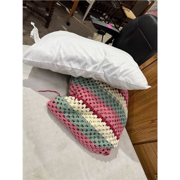 Handcrafted Afghan, and a pillow