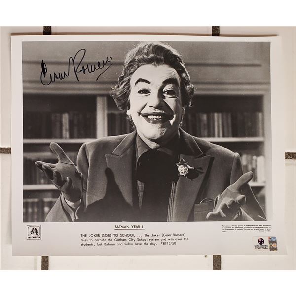 Cesar Romero.  The Joker on Batman.  Signed 8” x 10” Photo. Global Authentics COA.