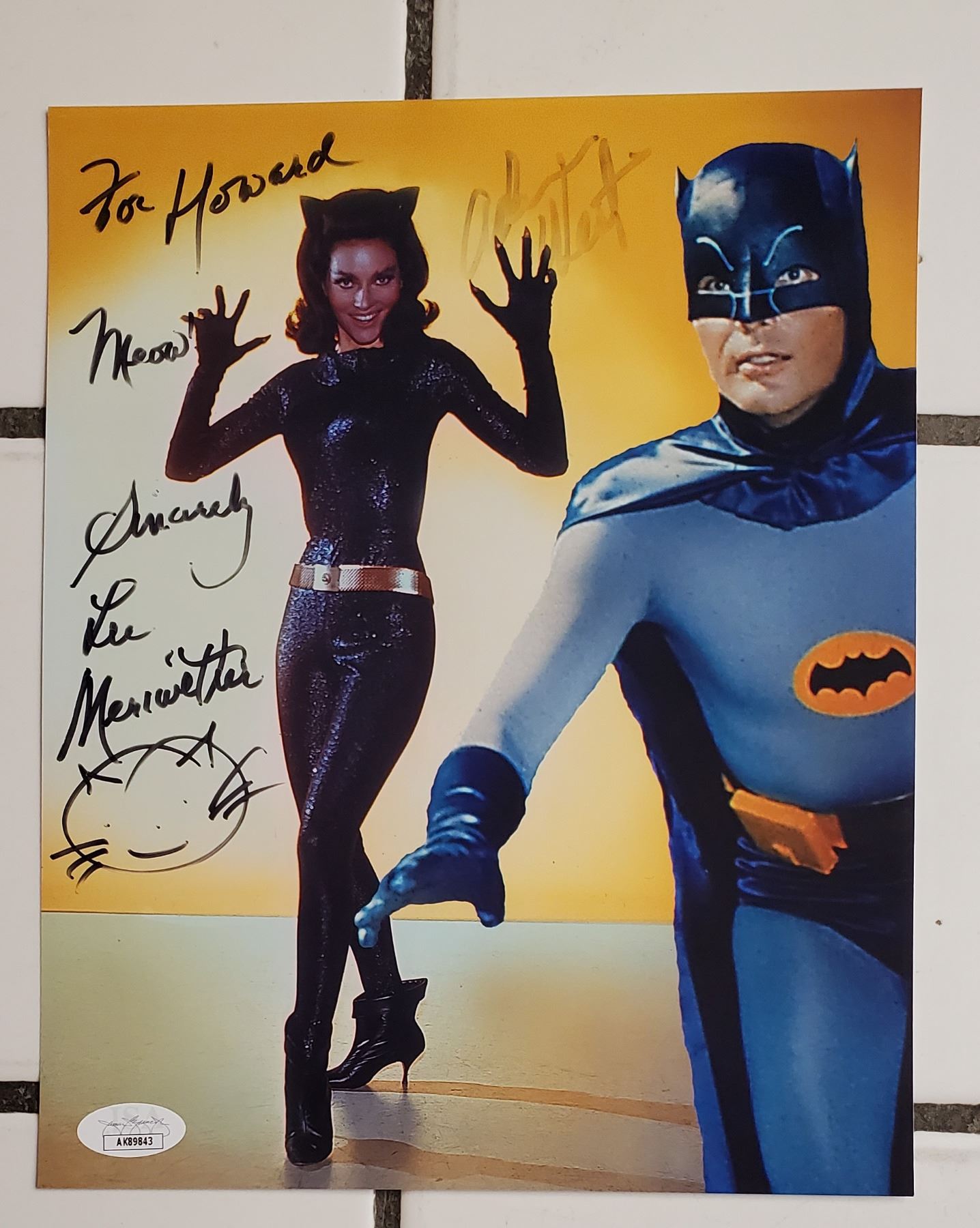 Adam West (Batman) & Lee Meriwether (Catwoman) 8x10 Signed Photo. JSA COA.