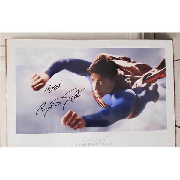 Brandon Routh.  Superman.  20” x 30.5” Signed Poster. JSA COA.