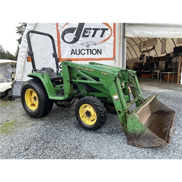 0D -- 2001 JOHN DEERE 430, GREEN, 1967HRS KMS, 4X4